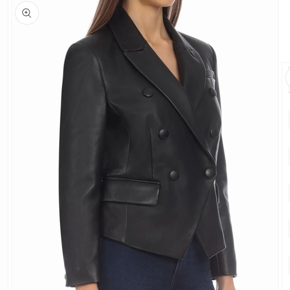 bagatelle Jackets & Blazers - Bagatelle City, Women's Black Double-Brested 100% Leather Jacket, Size Small